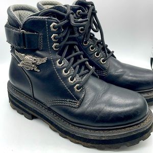 Harley Davidson Leather Black Boots ladies Size 6